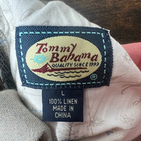 Tommy Bahama Women's Relax Tan 100% Linen Pants Large Button Zip Elastic Waist - Picture 9 of 12
